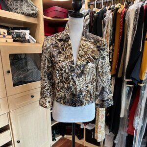 Alberto Makali Size Six Silk Floral Print Jacket